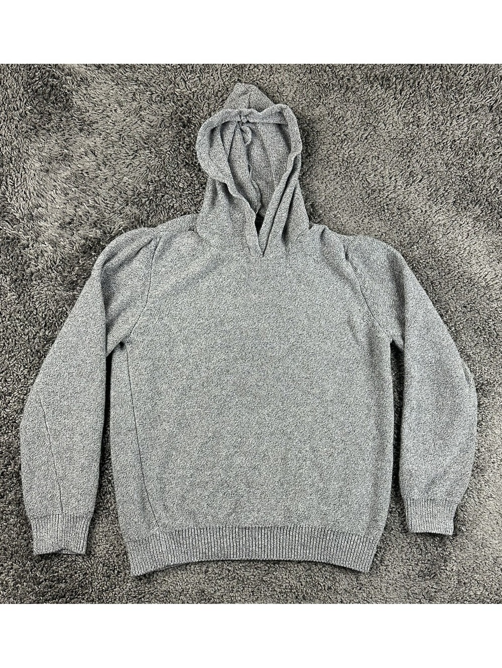 prAna North Loop Mens Hoodie Sweater Medium Gray Organic Cotton Slim Fit Knit